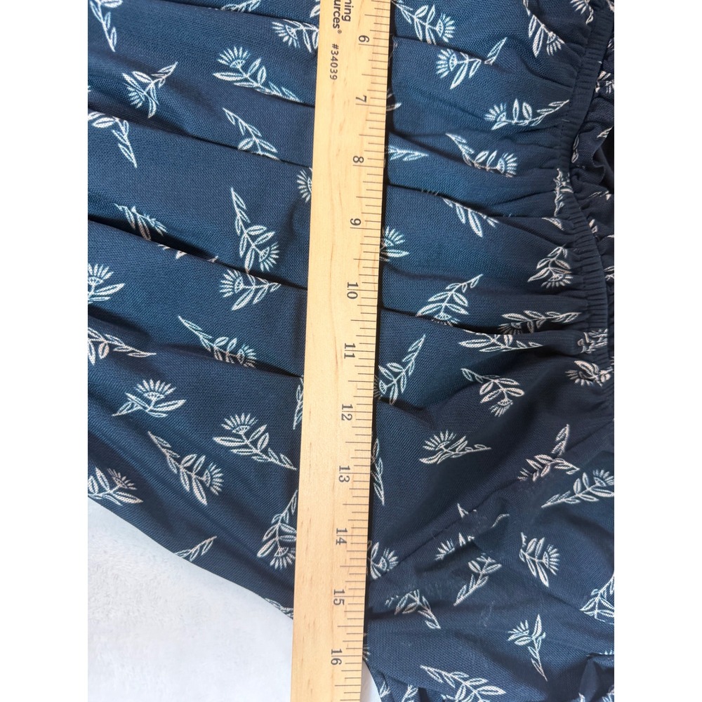 Knox Rose Navy Blue Floral Smocked Waist Maxi Dress Womens XS Long Sleeve Boho - Picture 5 of 9
